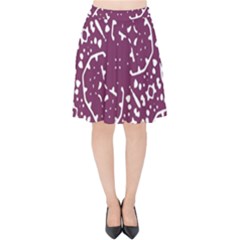 Magenta And White Abstract Print Pattern Velvet High Waist Skirt by dflcprintsclothing
