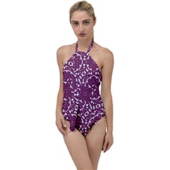 Magenta And White Abstract Print Pattern Go With The Flow One Piece Swimsuit by dflcprintsclothing