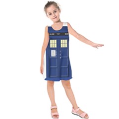 Tardis Doctor Who Time Travel Kids  Sleeveless Dress by Wegoenart