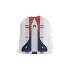Planet Planets Rocket Shuttle Drawstring Pouch (medium) by Wegoenart
