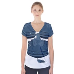 Ufo Unknown Alien Alie Short Sleeve Front Detail Top by Wegoenart