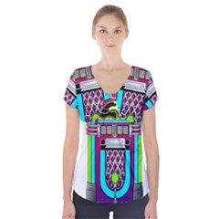 Jukebox Music Music Player Short Sleeve Front Detail Top by Wegoenart