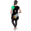 Planet Rocket Space Stars Cap Sleeve High Low Top View2
