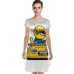 Cartoon Space Racer Galaxy Science Cap Sleeve Nightdress by Wegoenart