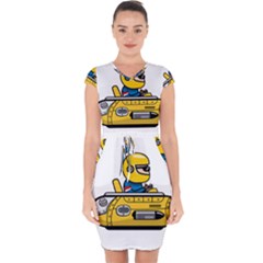 Cartoon Space Racer Galaxy Science Capsleeve Drawstring Dress  by Wegoenart