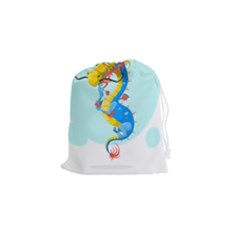 Dragon Chinese Blue Mustache China Drawstring Pouch (small) by Wegoenart