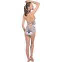 Peacock Colorful Bird Feather Blue Halter Front Plunge Swimsuit View2
