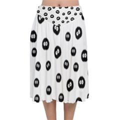 Totoro - Soot Sprites Pattern Velvet Flared Midi Skirt by Valentinaart