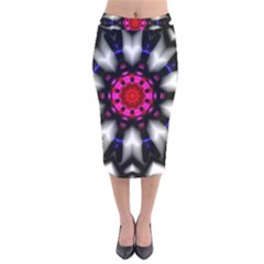 Kaleidoscope Round Metal Velvet Midi Pencil Skirt by Pakrebo
