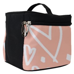 Coral Pattren With White Hearts Make Up Travel Bag (small) by alllovelyideas