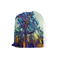 Tree Colorful Nature Landscape Drawstring Pouch (large) by Pakrebo
