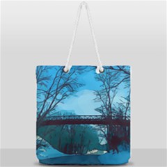 Bridge Trees Walking Nature Road Full Print Rope Handle Tote (large) by Pakrebo