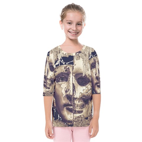 Creepy Photo Collage Artwork Kids  Quarter Sleeve Raglan Tee by dflcprintsclothing
