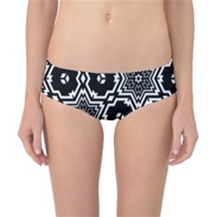Black White Abstract Flower Classic Bikini Bottoms by retrotoomoderndesigns