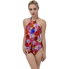Multicolored Daisies Go With The Flow One Piece Swimsuit by retrotoomoderndesigns