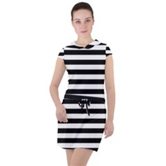 Black Stripes Drawstring Hooded Dress by snowwhitegirl