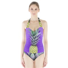 Pineapple Purple Halter Swimsuit by snowwhitegirl