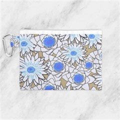 Vintage White Blue Flowers Canvas Cosmetic Bag (medium) by snowwhitegirl