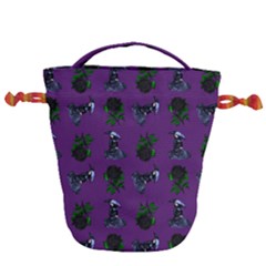 Gothic Girl Rose Purple Pattern Drawstring Bucket Bag by snowwhitegirl