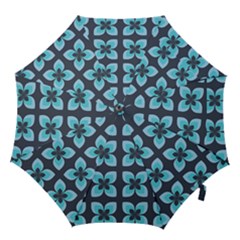 Retro Flower Blue Hook Handle Umbrellas (medium) by snowwhitegirl
