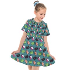 That Is How I Roll - Turquoise Kids  Short Sleeve Shirt Dress by WensdaiAmbrose