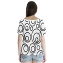 Abstract Black On White Circles Design V-Neck Flutter Sleeve Top View2