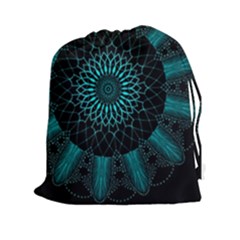 Ornament District Turquoise Drawstring Pouch (xxl) by Pakrebo
