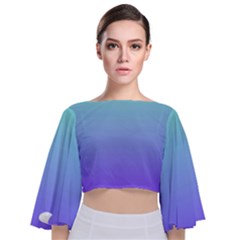 Turquoise Purple Dream Tie Back Butterfly Sleeve Chiffon Top by retrotoomoderndesigns
