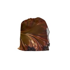 Fractal Copper Copper Color Leaf Drawstring Pouch (small) by Pakrebo