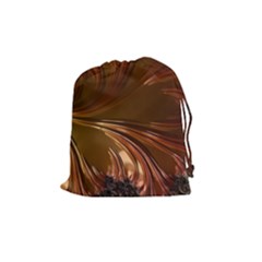 Fractal Copper Copper Color Leaf Drawstring Pouch (medium) by Pakrebo