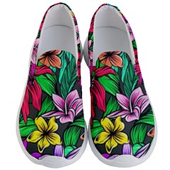 Neon Hibiscus Men s Lightweight Slip Ons by retrotoomoderndesigns