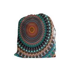 Ornament Circle Picture Colorful Drawstring Pouch (large) by Pakrebo