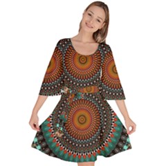 Ornament Circle Picture Colorful Velour Kimono Dress by Pakrebo