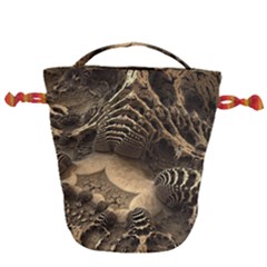 Fractal Bones Cave Fossil Render Drawstring Bucket Bag by Pakrebo