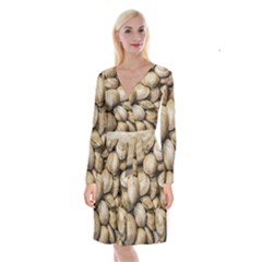 Shellfishs Photo Print Pattern Long Sleeve Velvet Front Wrap Dress by dflcprintsclothing