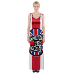 Punk Not Dead Music Rock Uk United Kingdom Flag Maxi Thigh Split Dress by Sudhe