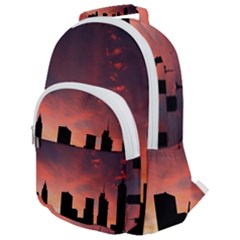 Skyline Panoramic City Architecture Rounded Multi Pocket Backpack by Sudhe