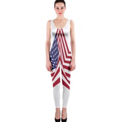 A Star With An American Flag Pattern One Piece Catsuit by Sudhe