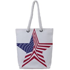 A Star With An American Flag Pattern Full Print Rope Handle Tote (small) by Sudhe