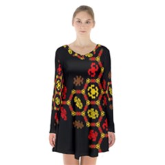 Algorithmic Drawings Long Sleeve Velvet V-neck Dress by Sudhe