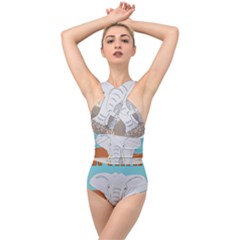 Africa Elephant Animals Animal Cross Front Low Back Swimsuit by Sudhe