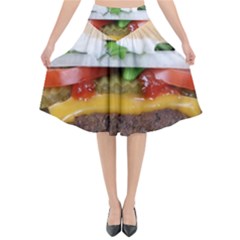 Abstract Barbeque Bbq Beauty Beef Flared Midi Skirt by Sudhe