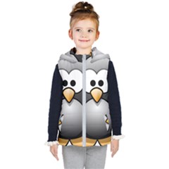 Penguin Birds Aquatic Flightless Kids  Hooded Puffer Vest by Sudhe