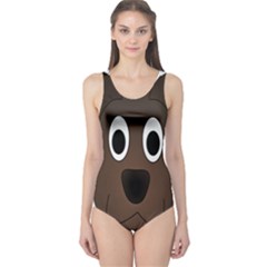 Dog Pup Animal Canine Brown Pet One Piece Swimsuit by Sudhe