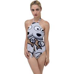Bear Polar Bear Arctic Fish Mammal Go With The Flow One Piece Swimsuit by Sudhe