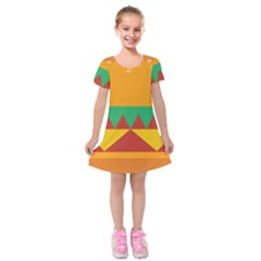 Burger Bread Food Cheese Vegetable Kids  Short Sleeve Velvet Dress by Sudhe