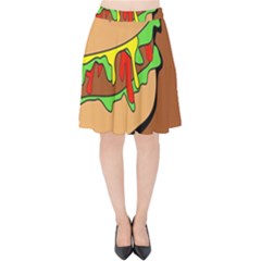 Burger Double Velvet High Waist Skirt by Sudhe
