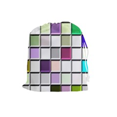 Color Tiles Abstract Mosaic Background Drawstring Pouch (large) by Sudhe