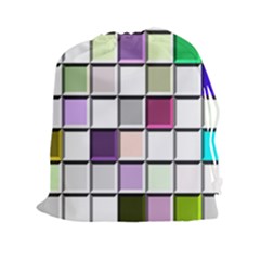 Color Tiles Abstract Mosaic Background Drawstring Pouch (xxl) by Sudhe