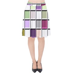 Color Tiles Abstract Mosaic Background Velvet High Waist Skirt by Sudhe